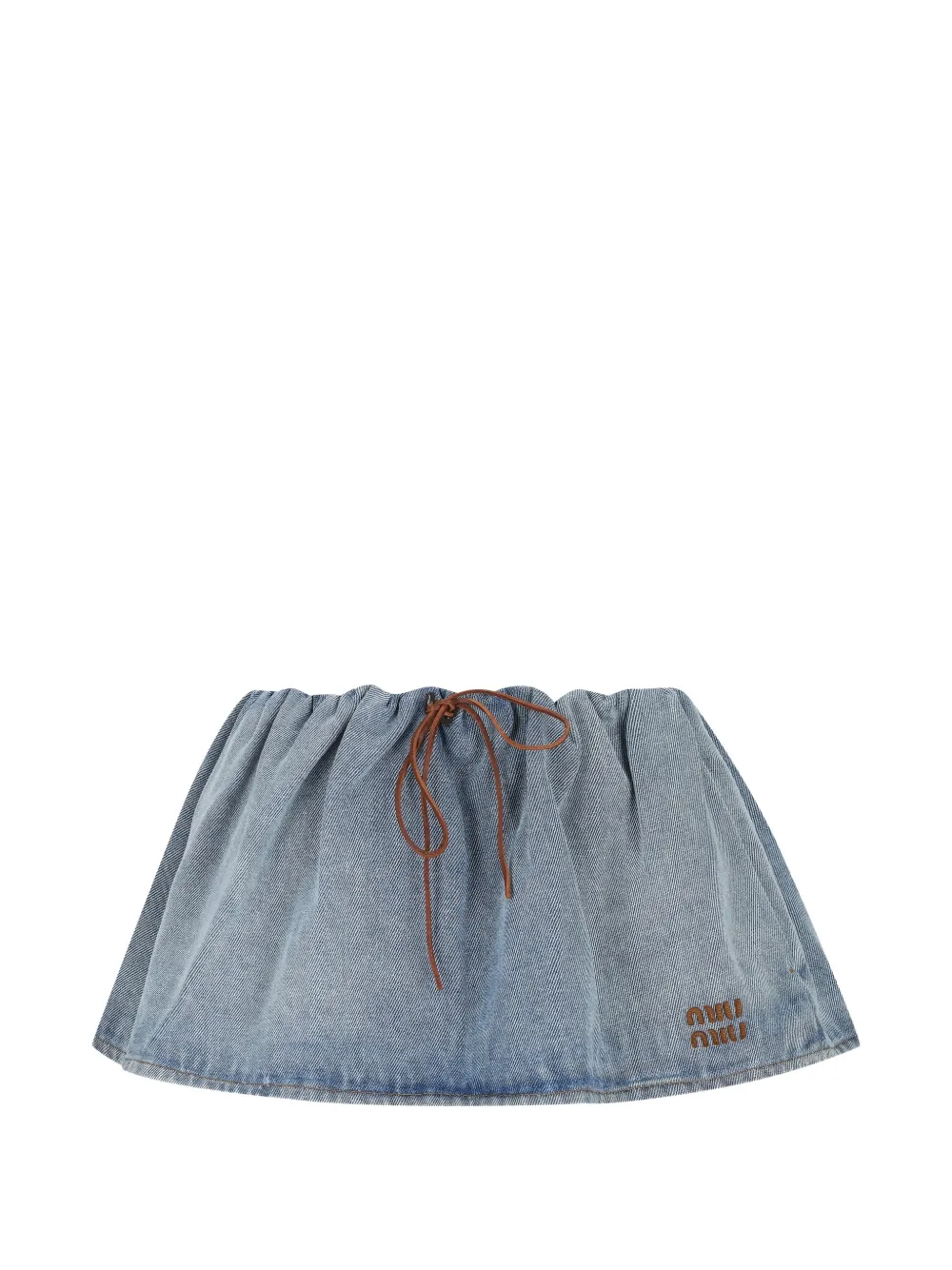 Miu Miu drawstring logo-embroidered mini skirt - Blu