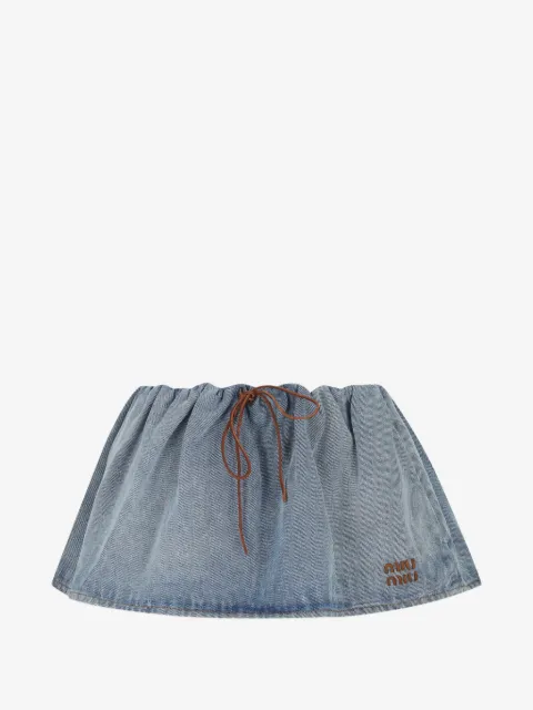 Miu Miu drawstring logo-embroidered mini skirt