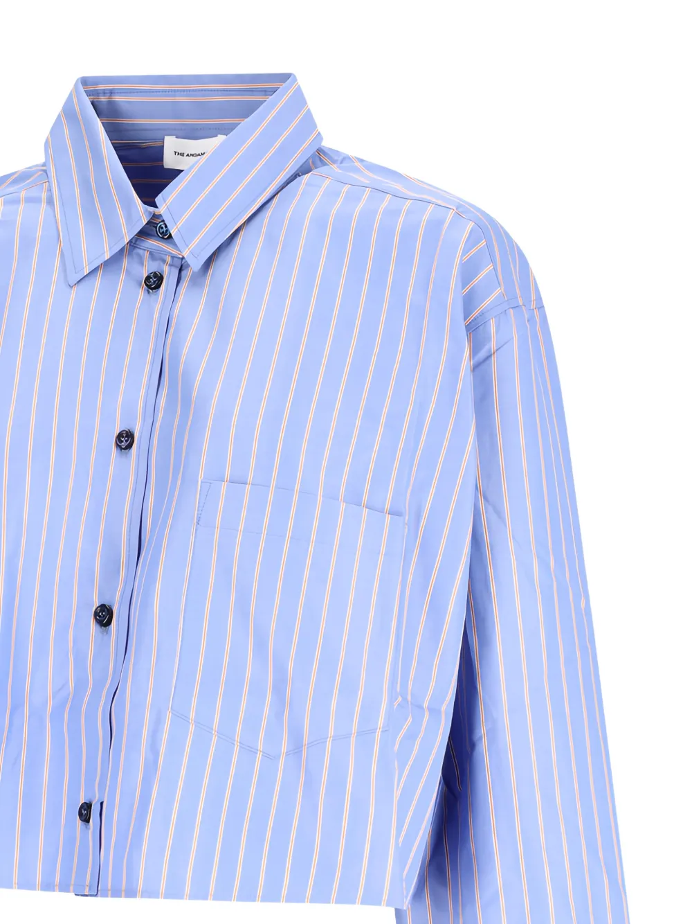 THE ANDAMANE Georgiana gestreepte cropped blouse Blauw