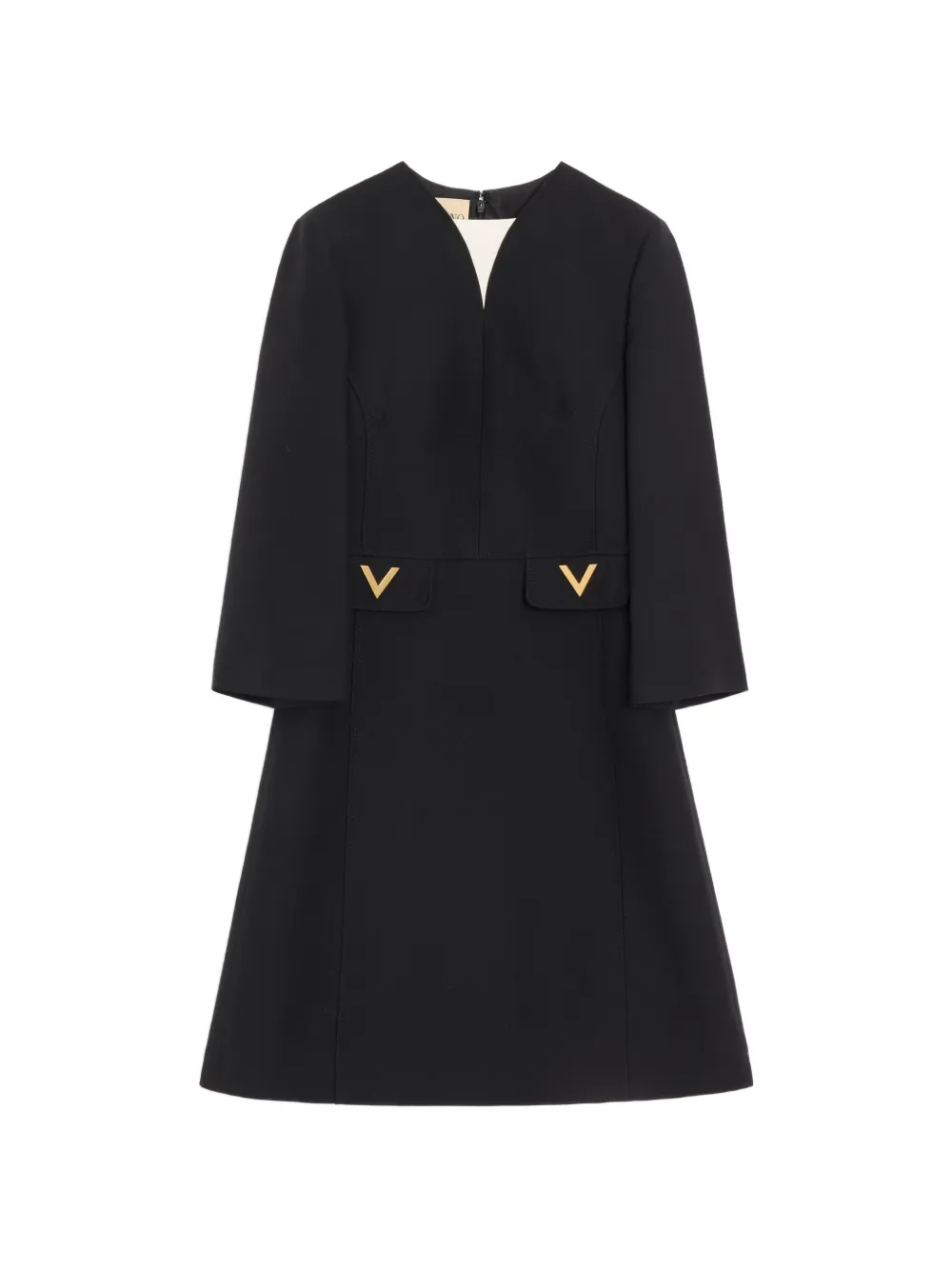 Valentino Vgold Crepe Couture Dress In Black