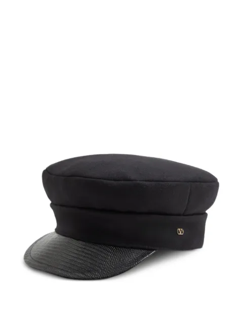 Valentino Garavani VLogo-Ssignature wool cap with leather visor