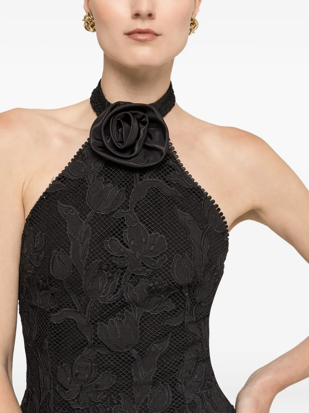 NISSA Midi-jurk met bloem-applicatie Zwart
