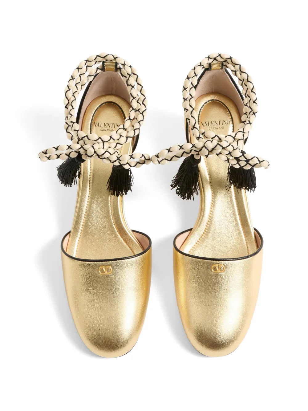 Valentino Garavani D'Orsay Bondie pumps van gelamineerd nappa leer Goud