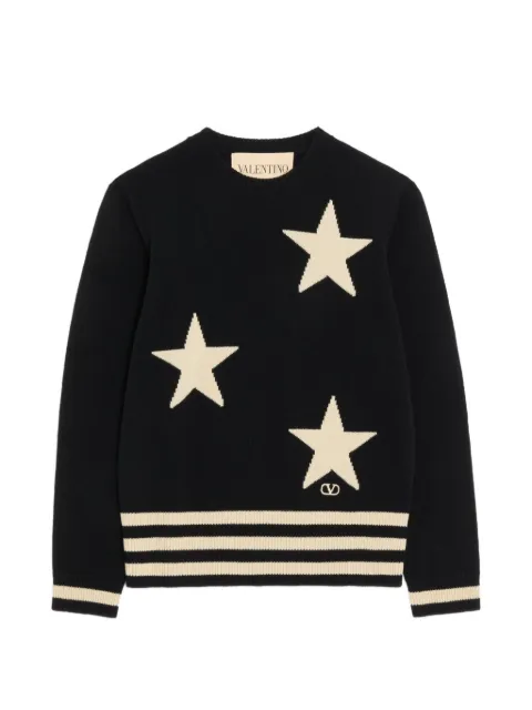 Valentino Garavani wool crew-neck sweater with star motif and VLogo embroidery
