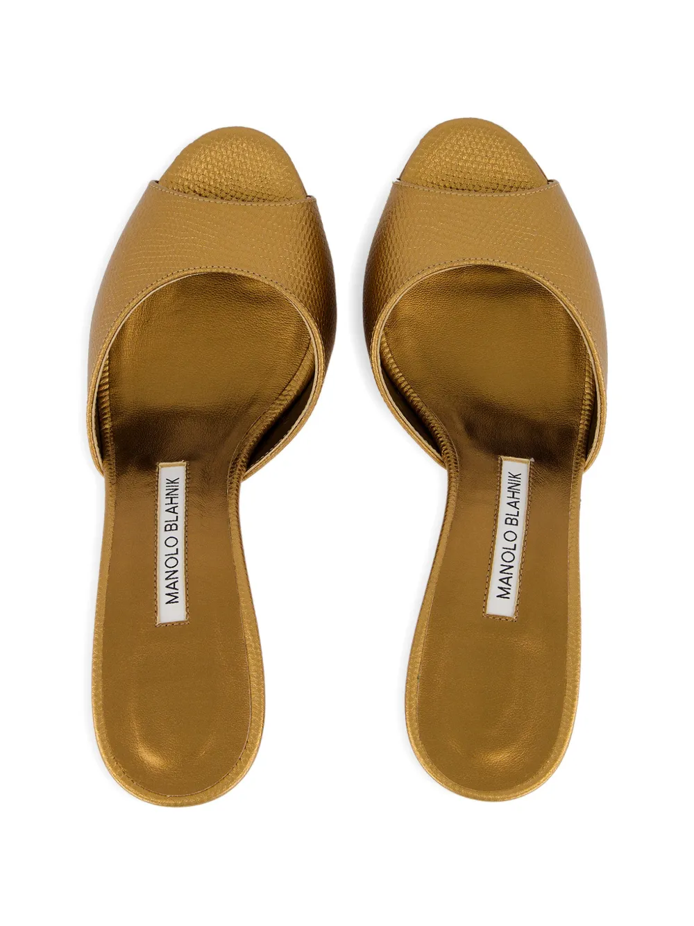 Manolo Blahnik Jadaron metallic heeled mules Goud