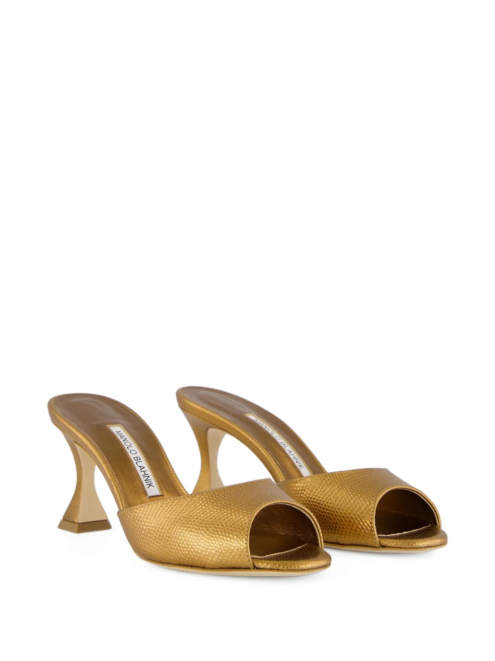 Manolo Blahnik Jadaron metallic heeled mules Goud