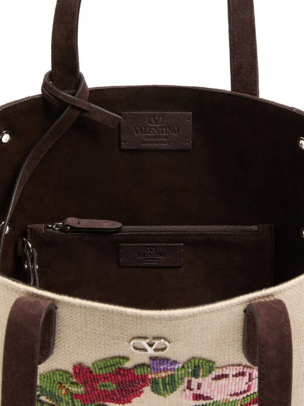 Valentino Garavani Nellcôte geborduurde mini-tas Bruin