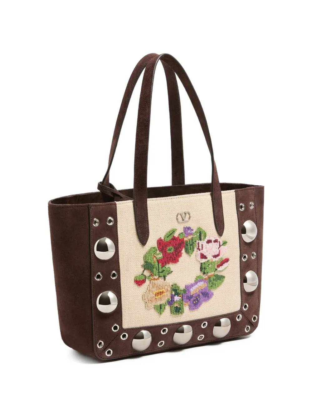 Valentino Garavani Nellcôte geborduurde mini-tas Bruin