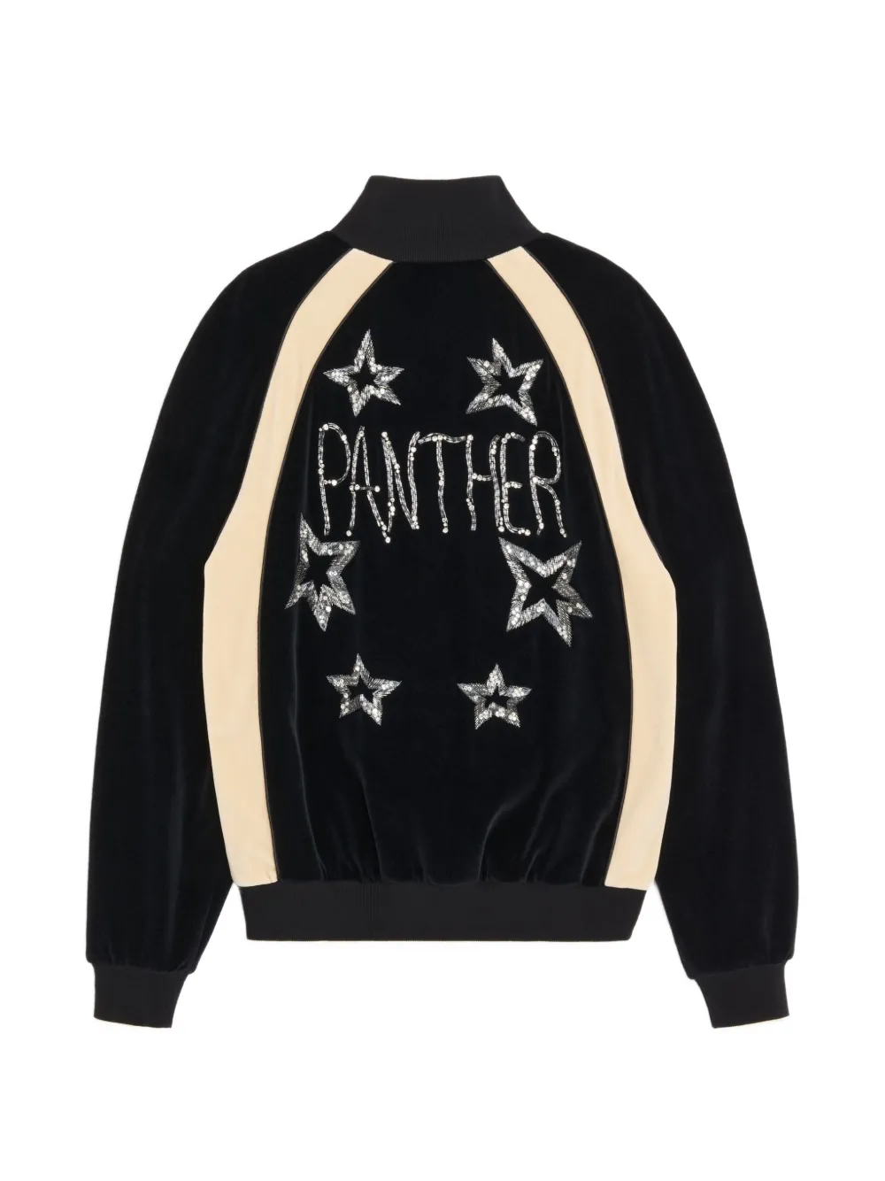 Valentino Garavani Sweater met rits en Panther-borduurwerk en pailletten Zwart