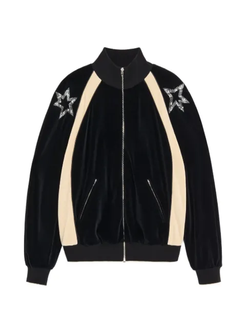 Valentino Garavani zippered sweatshirt with Panther-embroidery and sequin-stars