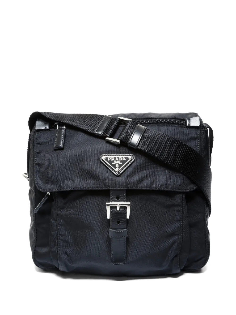 Pre-owned Prada 1995-2010 Triangle Logo Shoulder Bag In Black