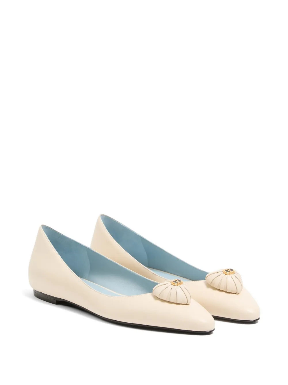 Valentino Garavani Coeur Royal VLogo Signature ballerina's Beige