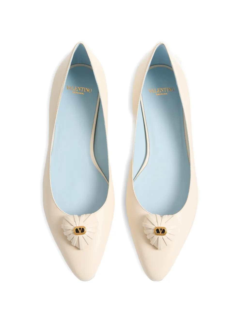 Valentino Garavani Coeur Royal VLogo Signature ballerina's Beige