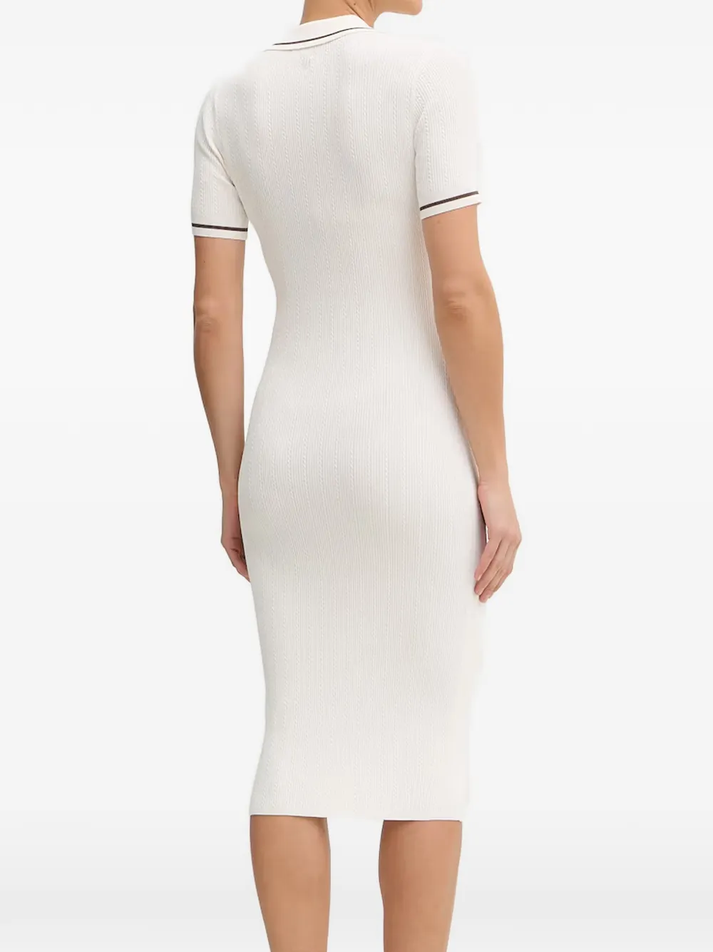 Armani Exchange Kabelgebreide jurk met polokraag Wit
