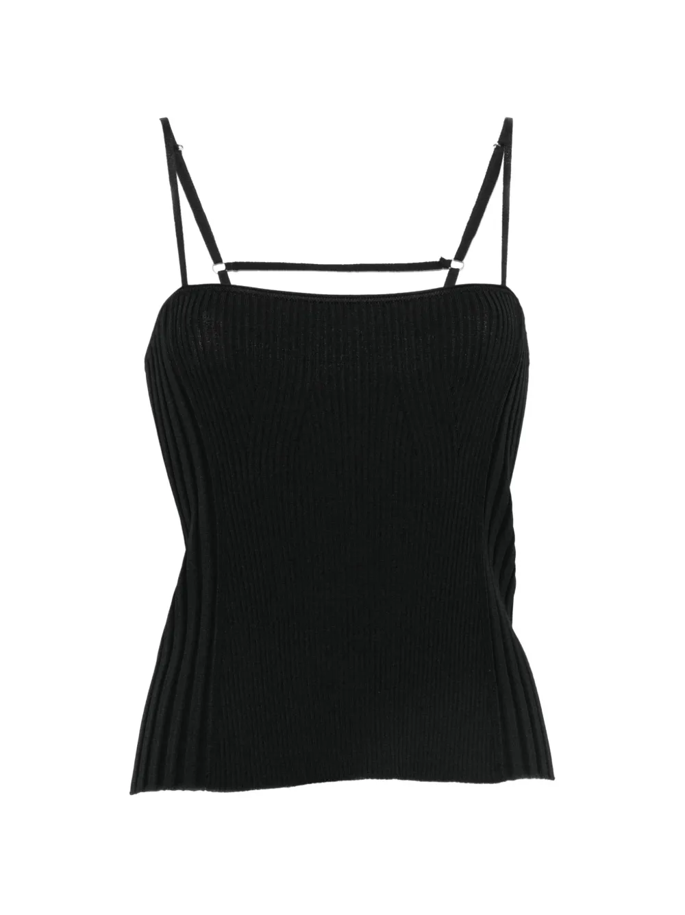 IVORY PARIS Livinia ribbed-knit spaghetti-strap top - Nero