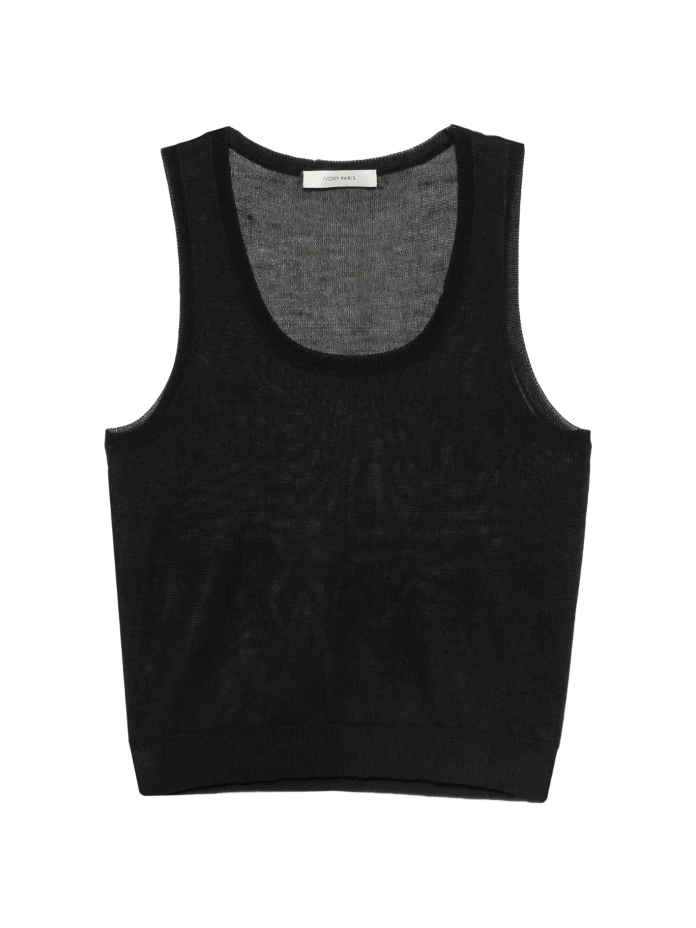 IVORY PARIS Serena scoop-neck ribbed-knit top - Nero