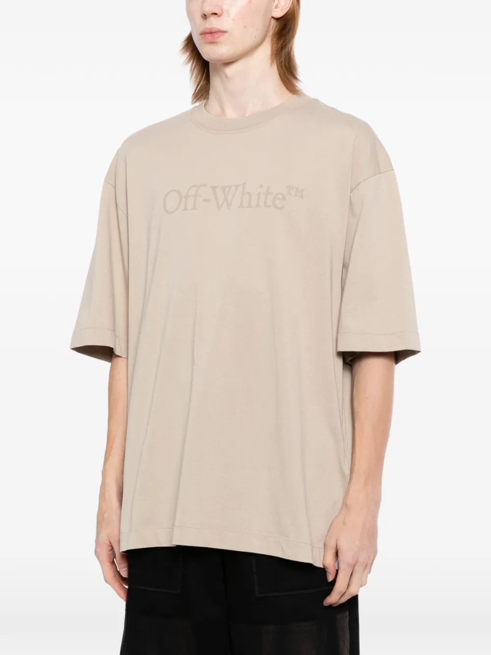 Off-White Katoenen T-shirt met logoprint Beige