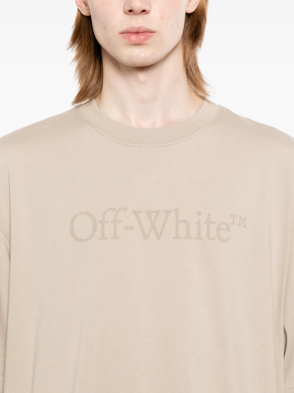 Off-White Katoenen T-shirt met logoprint Beige