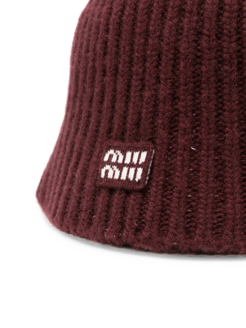 Miu ribbed-knit beanie hat Rood