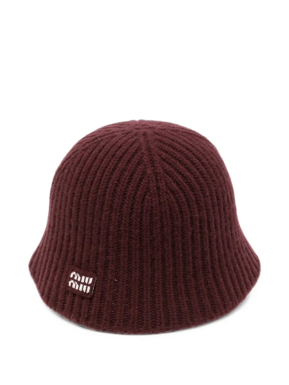 Miu ribbed-knit beanie hat Rood