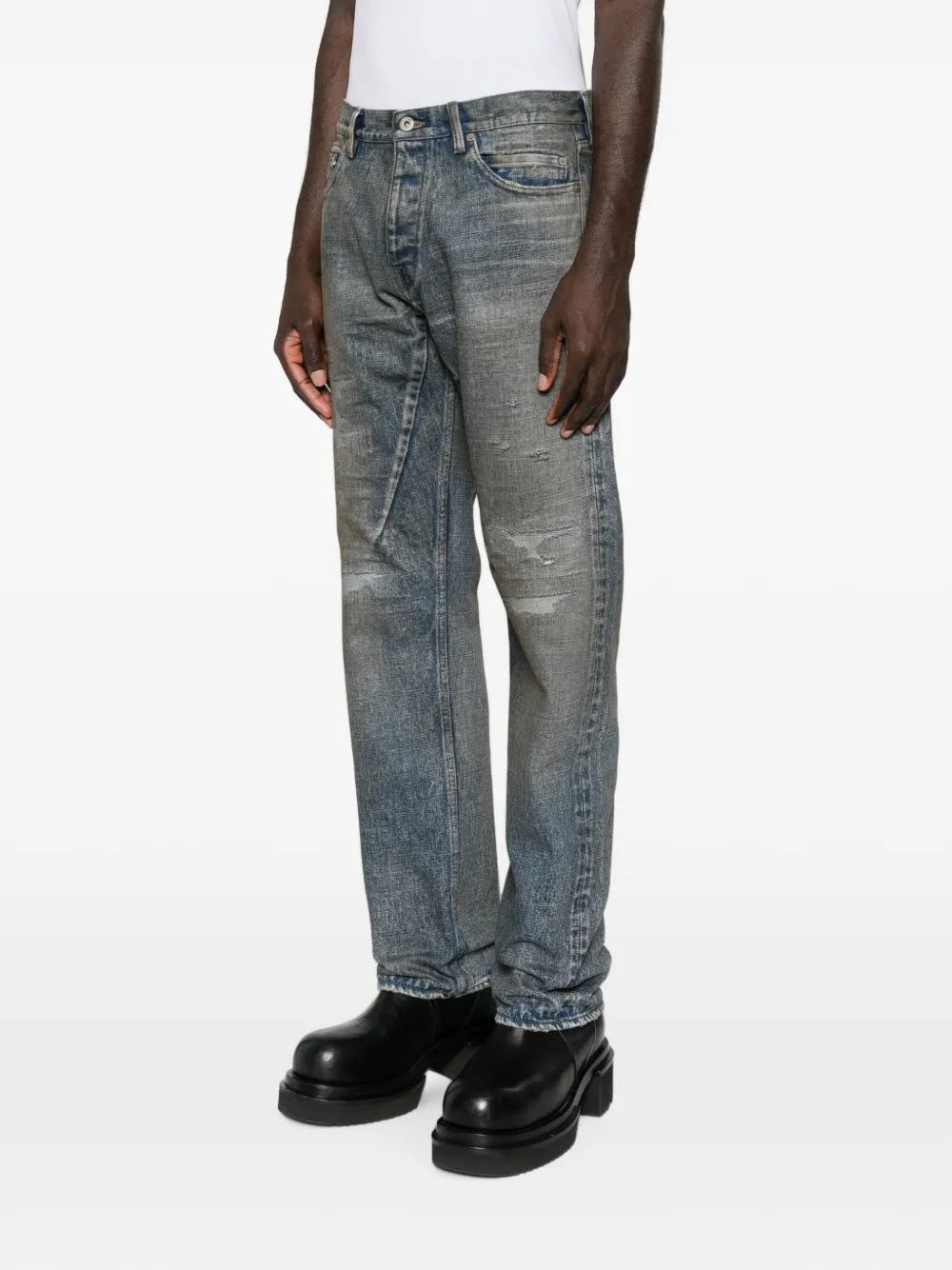 Rick Owens DRKSHDW Krist Wash gerafelde jeans Blauw