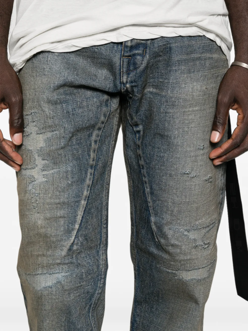 Rick Owens DRKSHDW Krist Wash gerafelde jeans Blauw