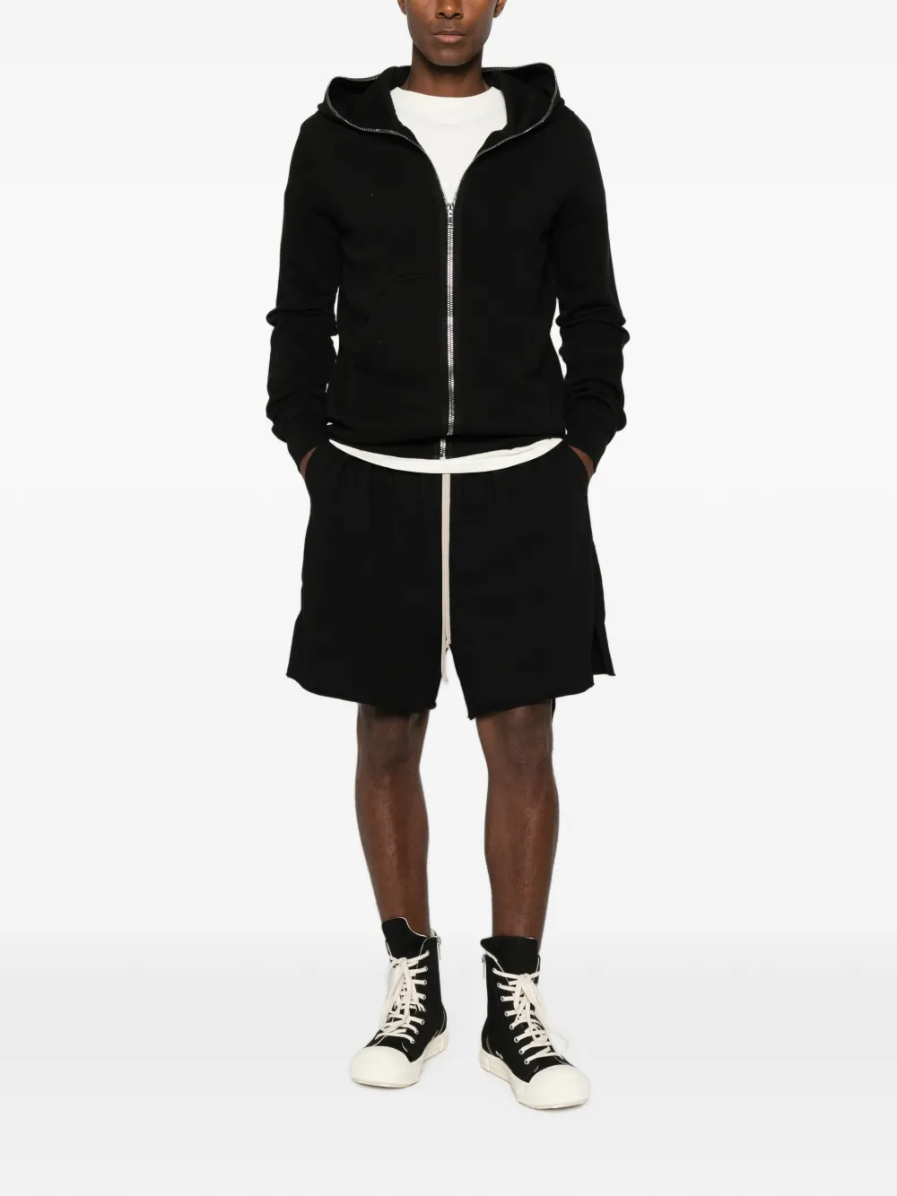 Rick Owens DRKSHDW Temple lange jersey shorts met rits Zwart