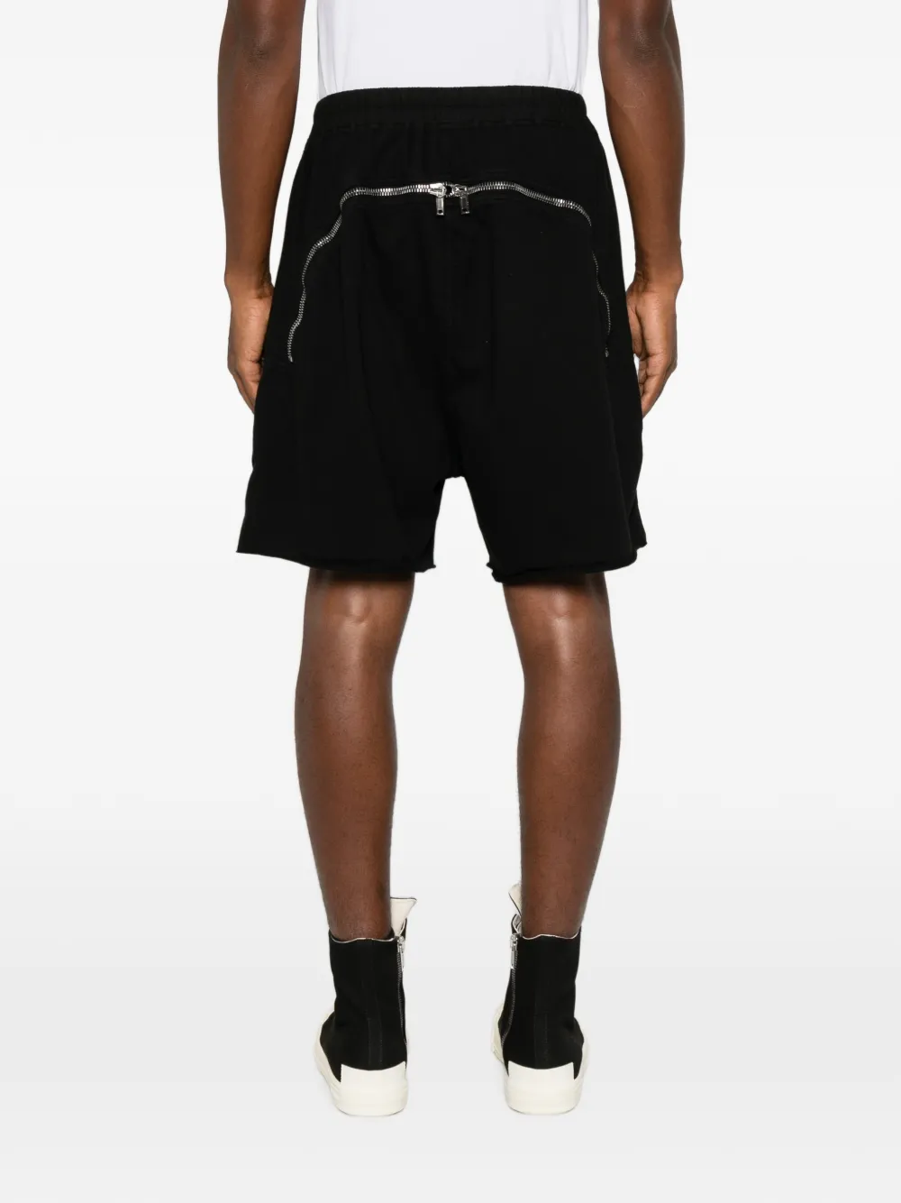 Rick Owens DRKSHDW Temple lange jersey shorts met rits Zwart