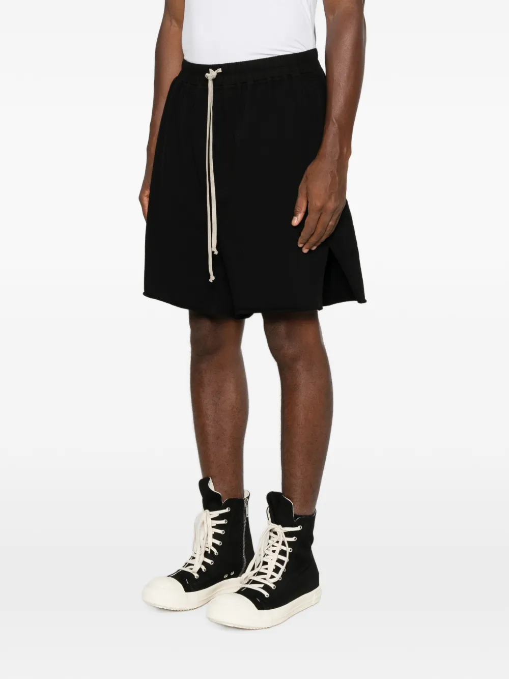 Rick Owens DRKSHDW Temple lange jersey shorts met rits Zwart
