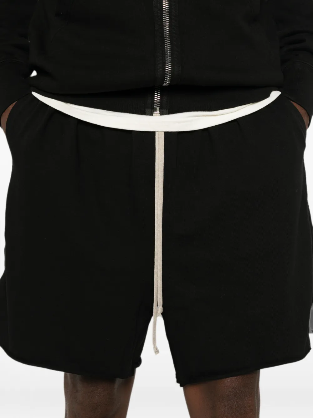 Rick Owens DRKSHDW Temple lange jersey shorts met rits Zwart