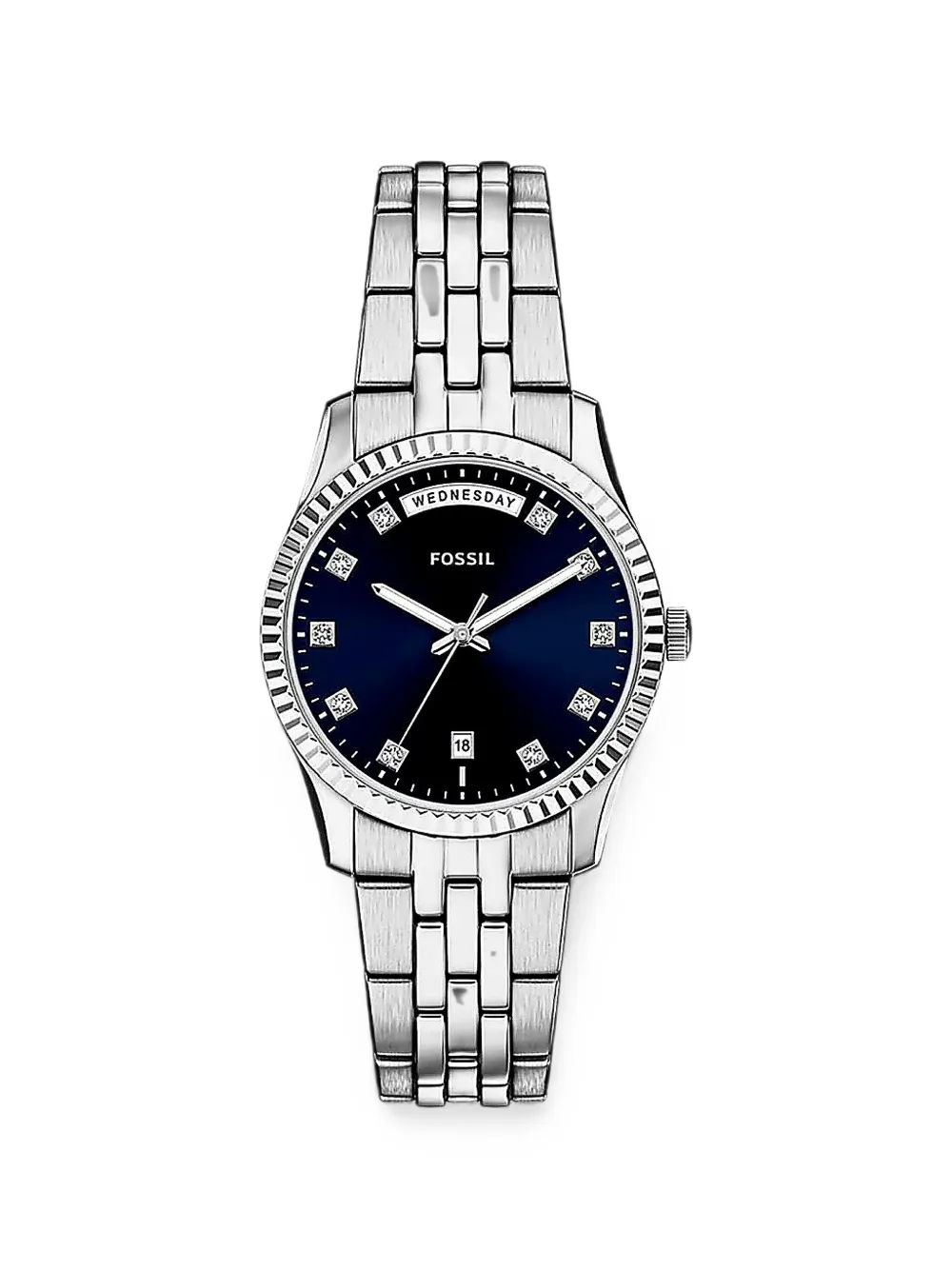 FOSSIL Scarlette fluted-bezel 34mm watch - Blu