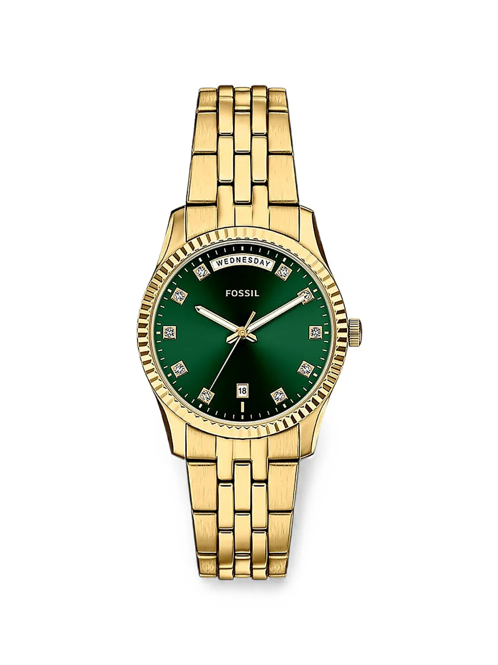 FOSSIL Scarlette fluted bezel 34mm watch - Verde