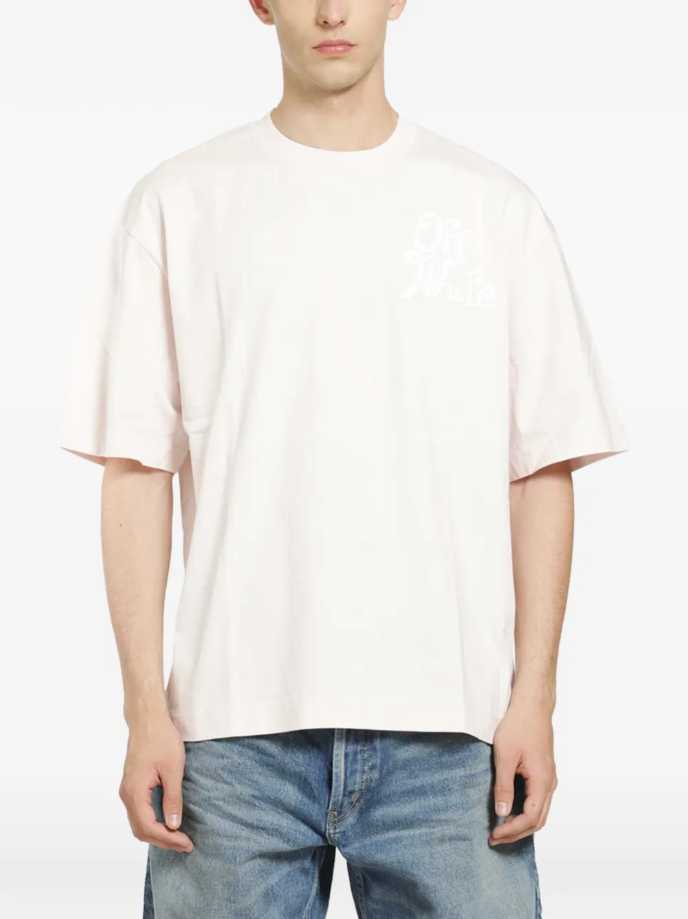 Off-white Logo-print Short-sleeve T-shirt In Pink