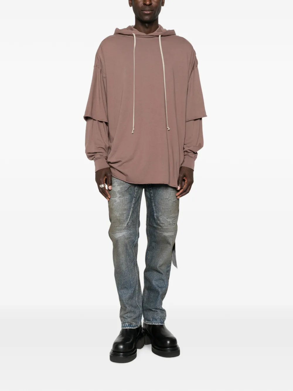 Rick Owens DRKSHDW Tommy Hustler hoodie met dubbele laag Bruin