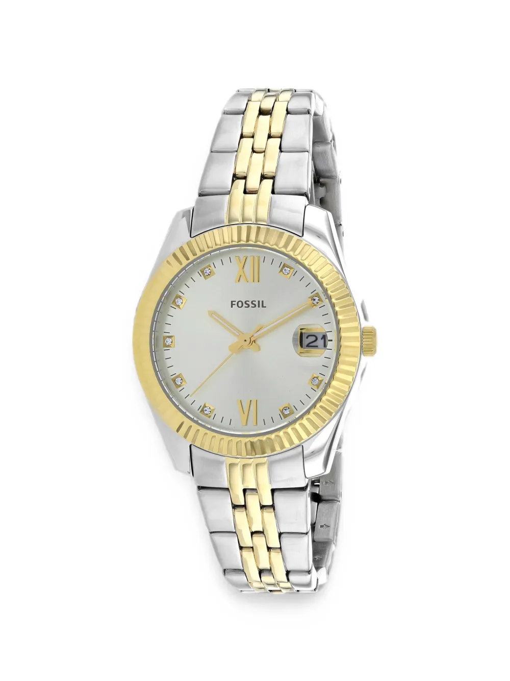 FOSSIL Scarlette fluted bezel 32mm watch - Argento