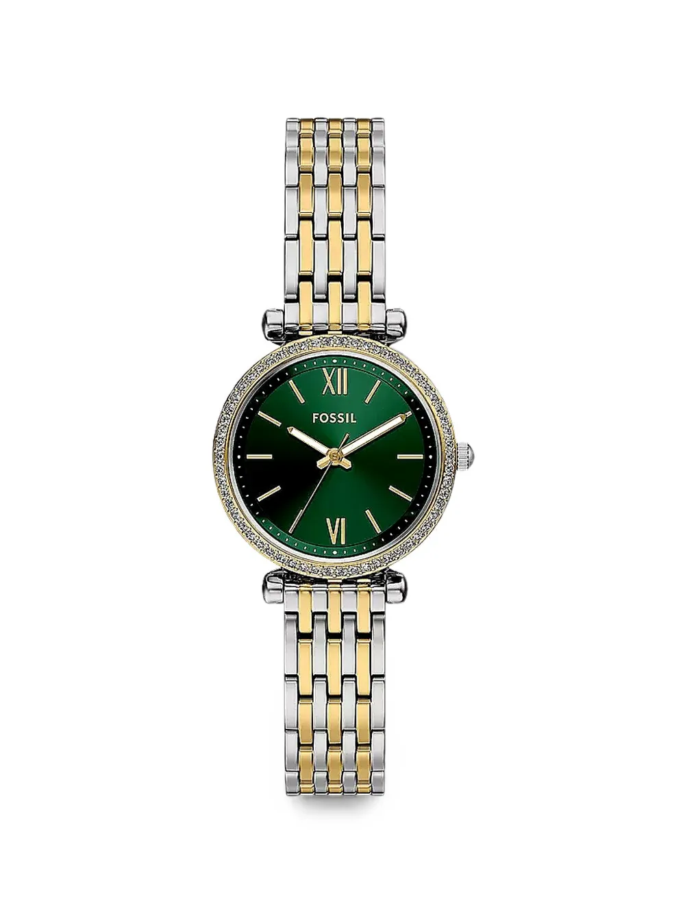FOSSIL mini Carlie crystal-embellished 28mm watch - Verde