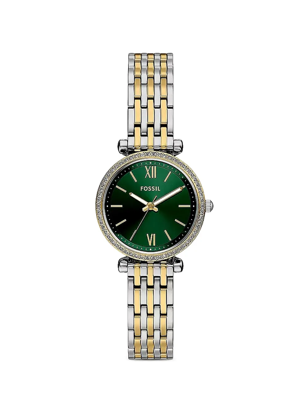 FOSSIL mini Carlie crystal-embellished 28mm watch - Verde