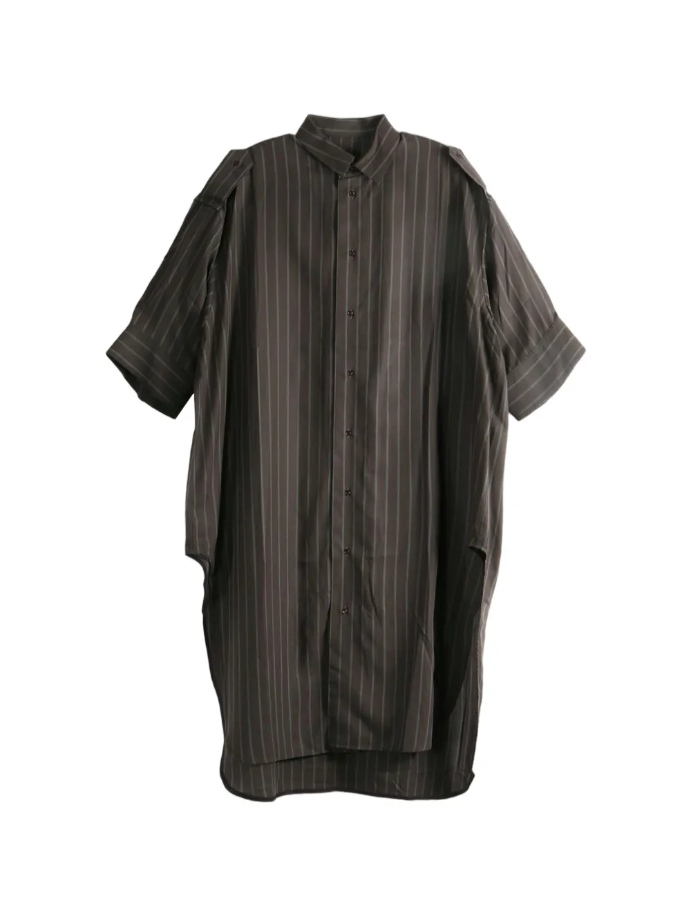 Omar Afridi vertical-stripe epaulette shirt - Marrone