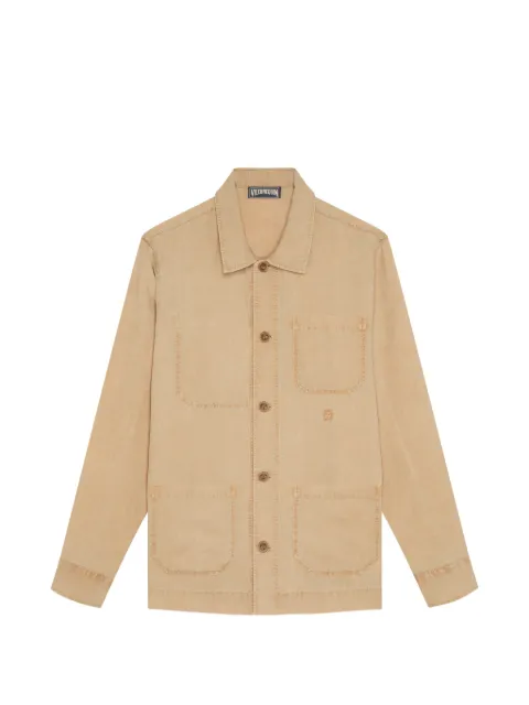 Vilebrequin embroidered-turtle linen overshirt