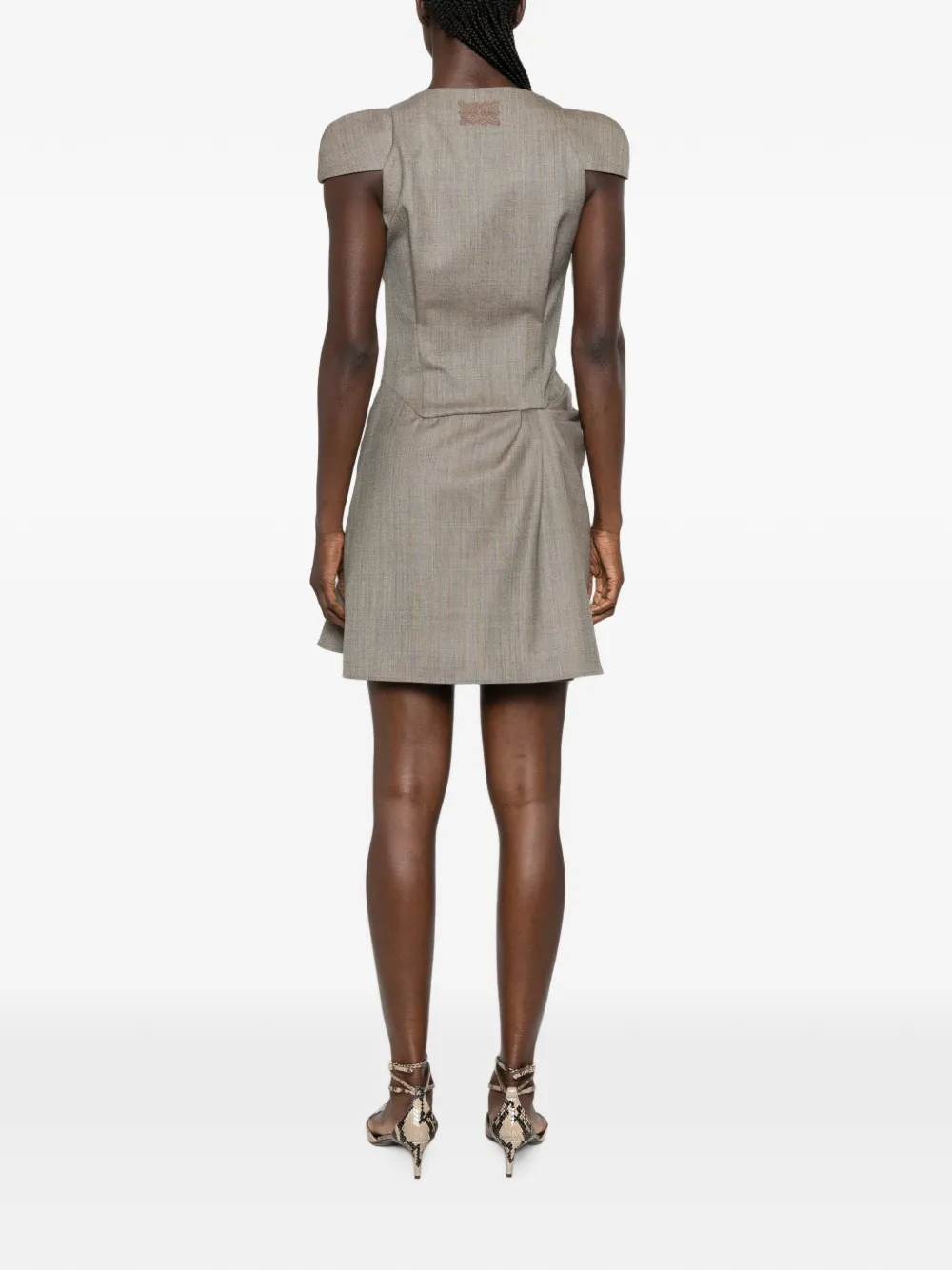 Alexander McQueen Gedrapeerde mini-jurk met kapmouwen Bruin