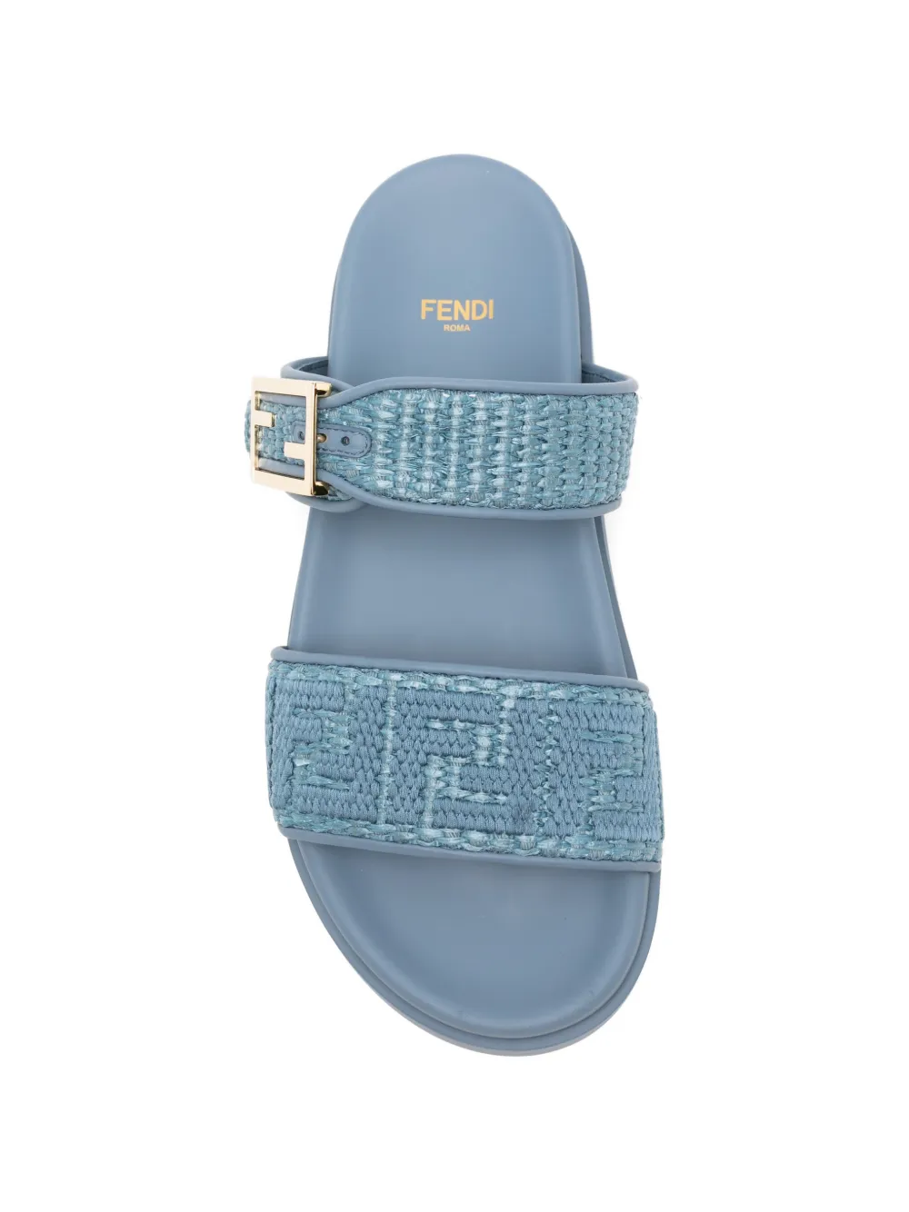 FENDI Feel Slide buckled flat sandals Blauw