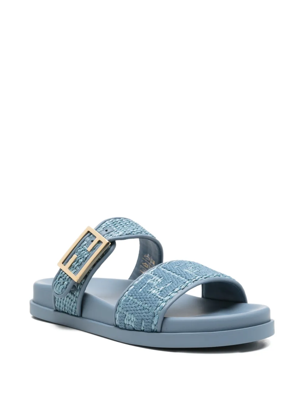 FENDI Feel Slide buckled flat sandals Blauw