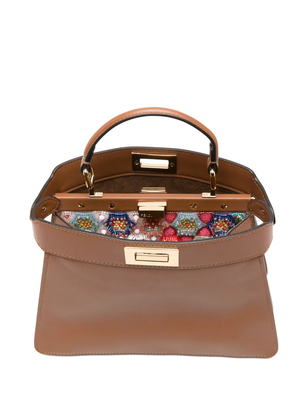 FENDI Peekaboo I See u kleine shopper Beige