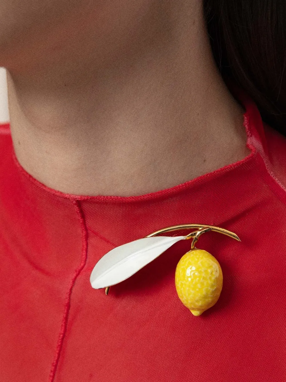 Andres Gallardo Lemon enamel brooch - Oro