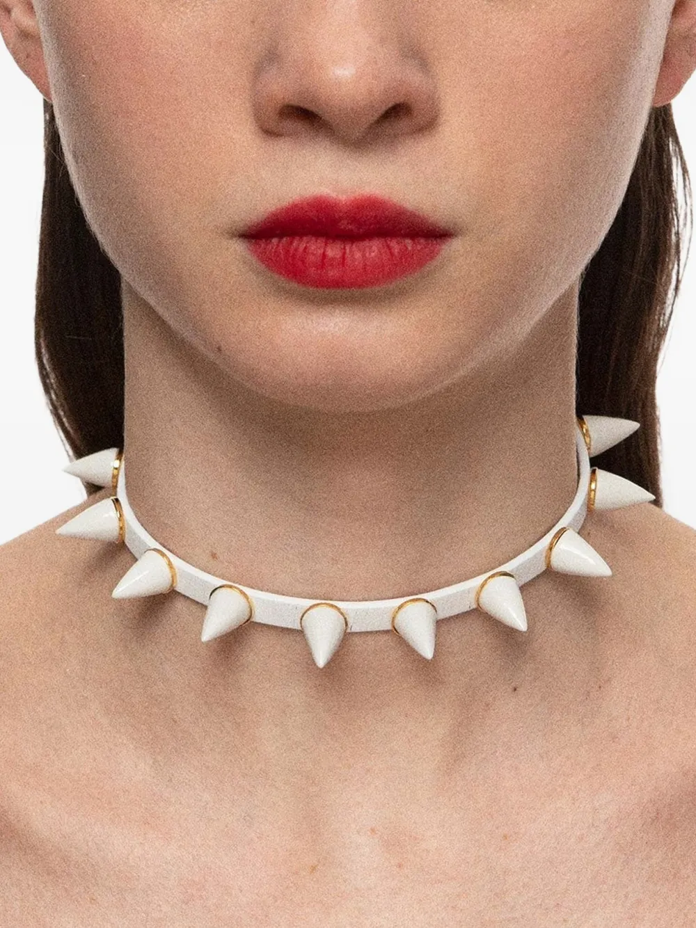Andres Gallardo Mini Spike leather choker - Oro