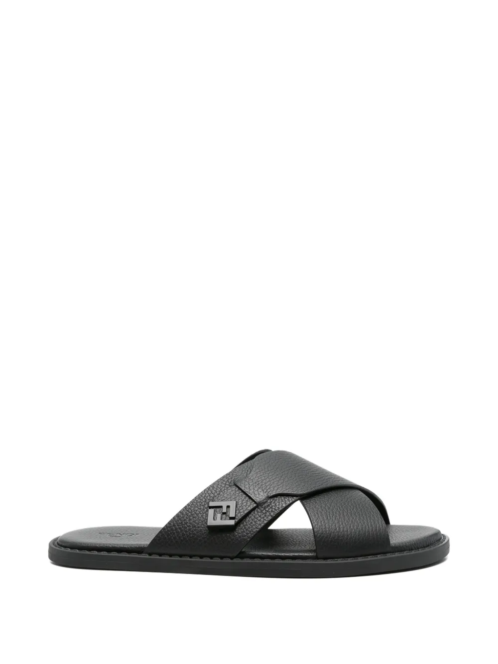 FENDI FF-logo crossover-strap sandals - Nero