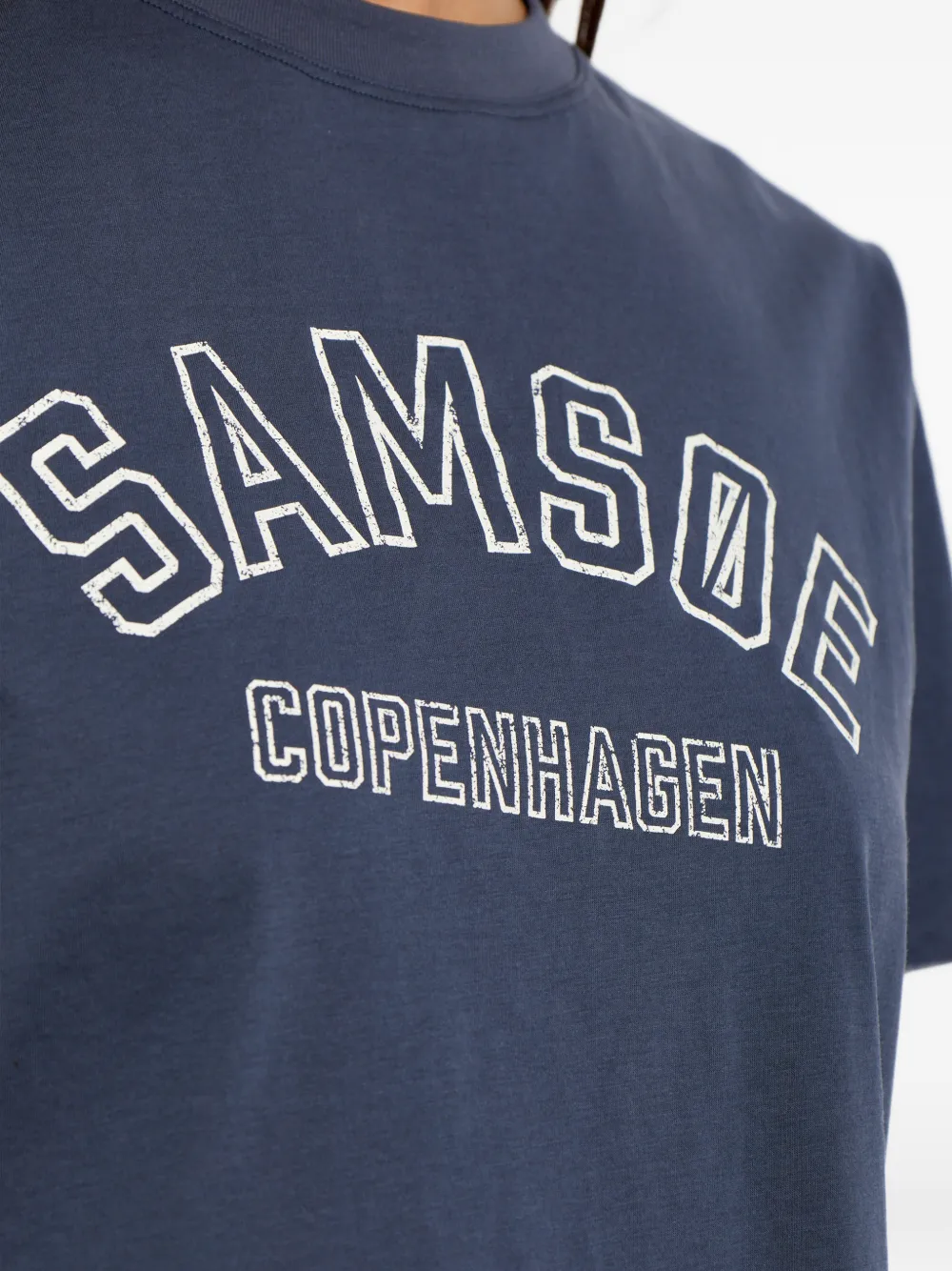 SAMSOE Sacamino T-shirt met logoprint Blauw