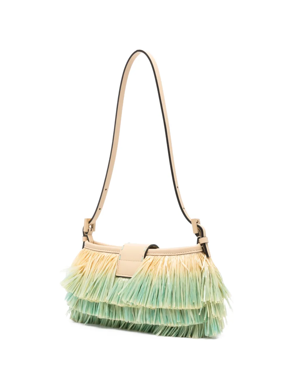 FENDI Baguette Fringed Shoulder Bag | Green | FARFETCH
