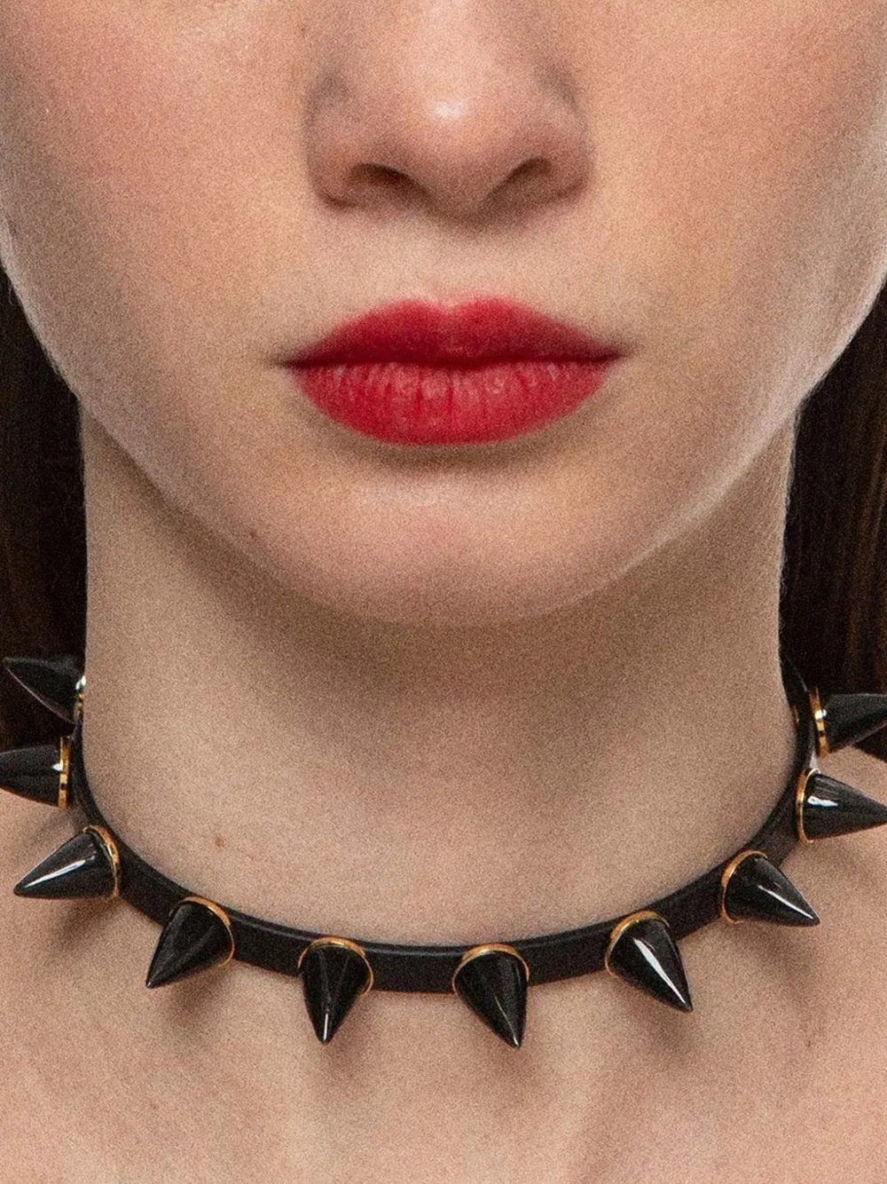 Andres Gallardo Mini Spike leather choker - Oro