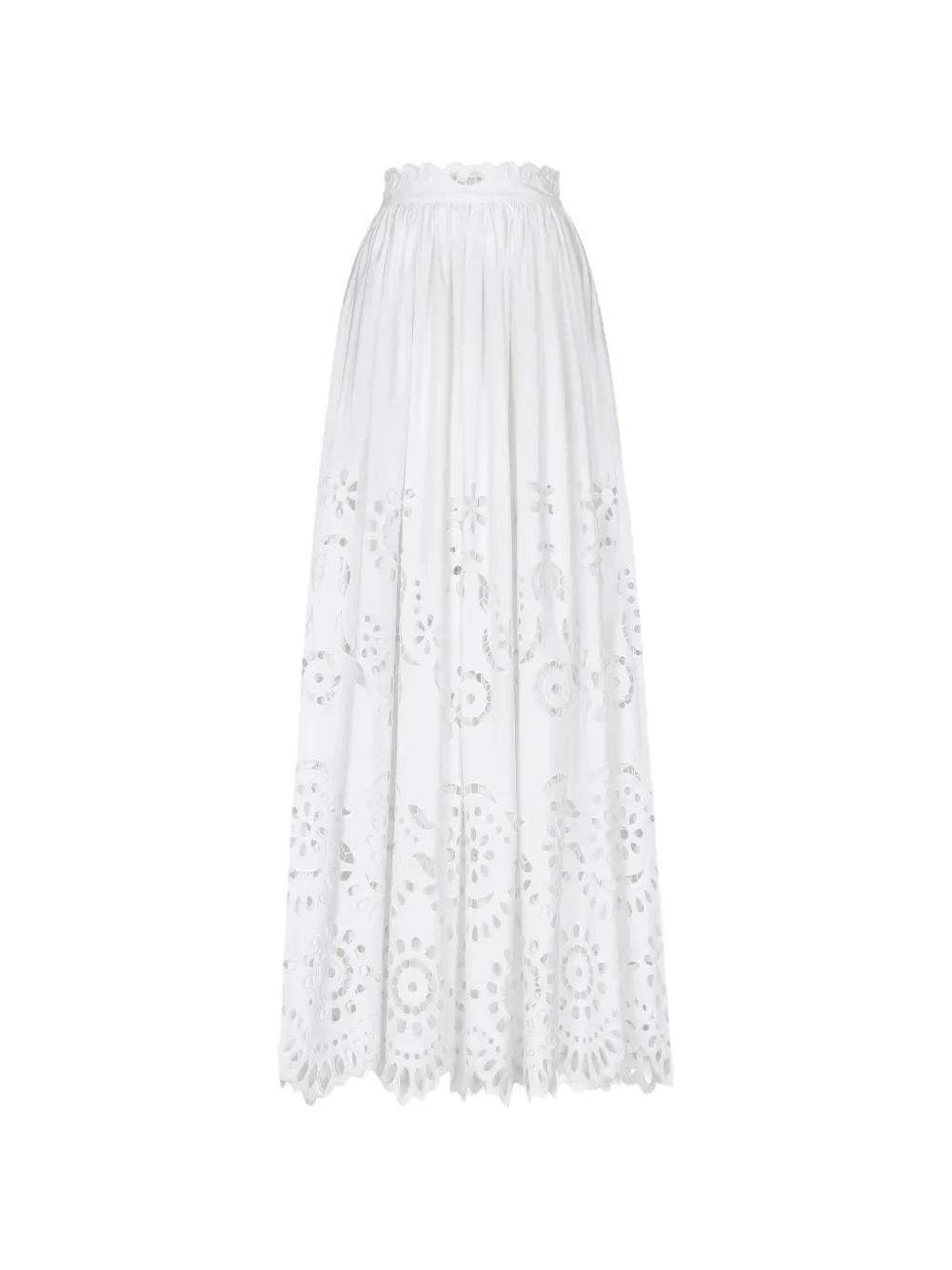 Dolce & Gabbana openwork-embroidery pleated maxi skirt - Bianco